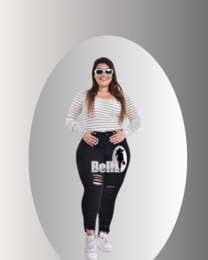 Jeans negro rotura chupin