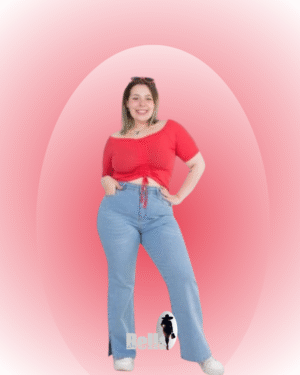 Jeans wide leg semi elastizado